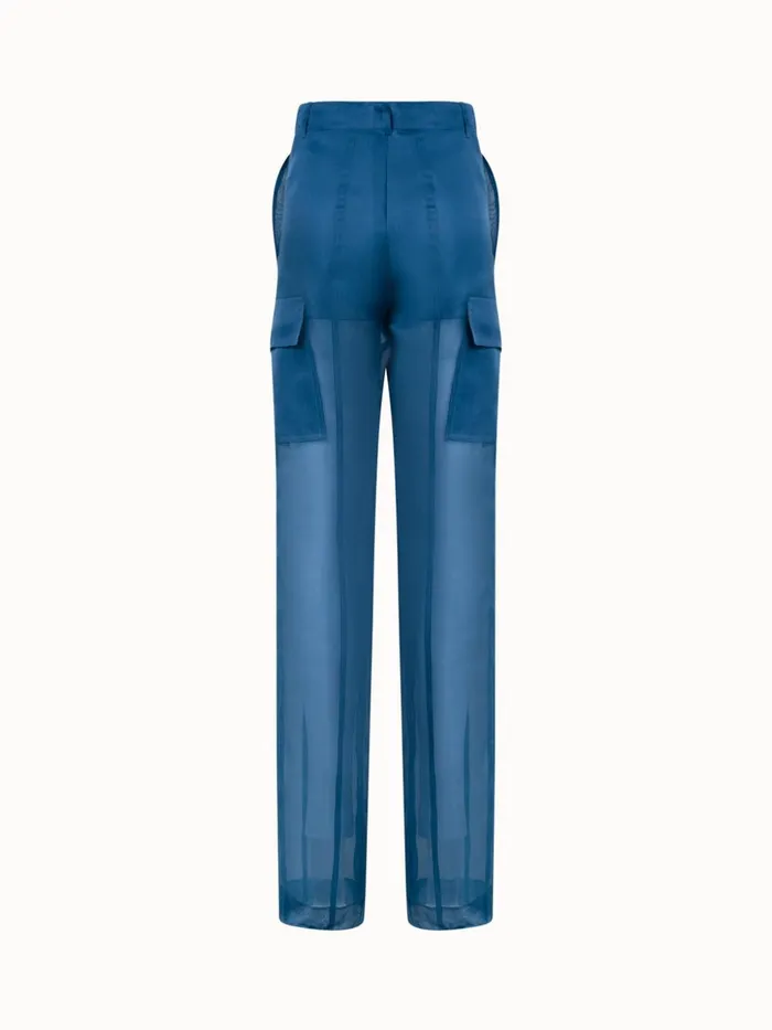 Cargo Pants In SemiSheer Silk Denim Women Akris Pants