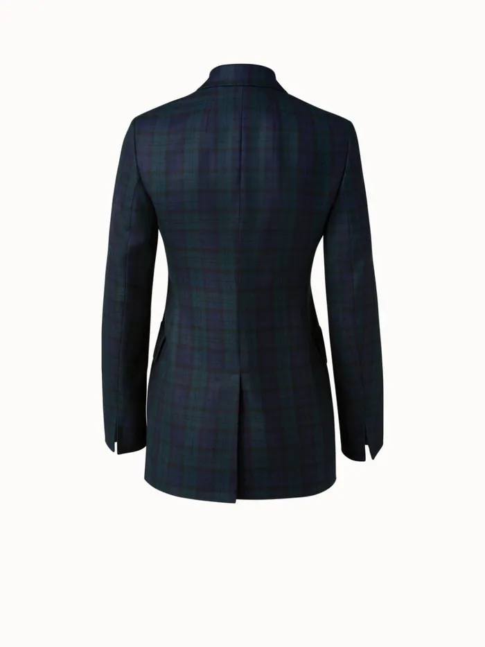 Cashmere Double Face Check Jacket Navygallus Green Women Akris Jackets