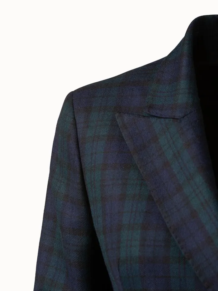 Cashmere Double Face Check Jacket Navygallus Green Women Akris Jackets