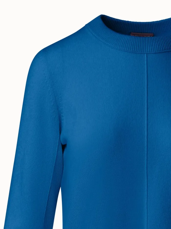Cashmere Knit Sweater With Rib Details Medium Denim Women Akris Knitwear