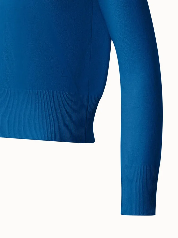 Cashmere Knit Sweater With Rib Details Medium Denim Women Akris Knitwear