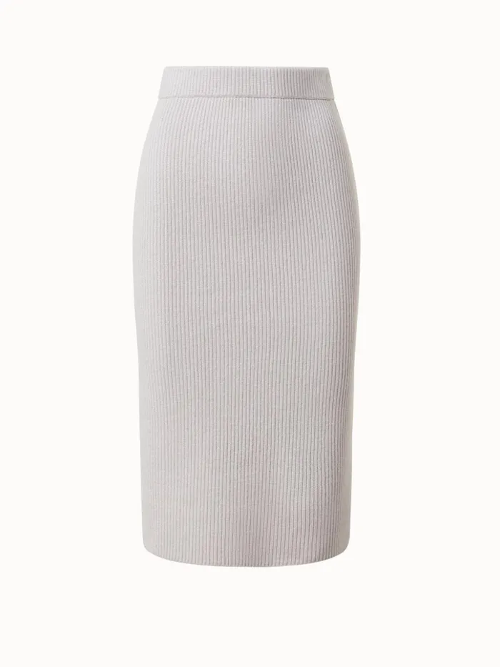 Cashmere Rib Knit Tube Skirt Greige Women Akris Knitwear