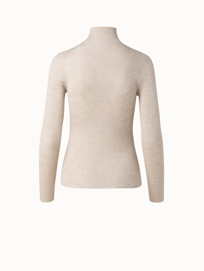 Cashmere Silk Fine Rib Mockneck Bl Women Akris Knitwear