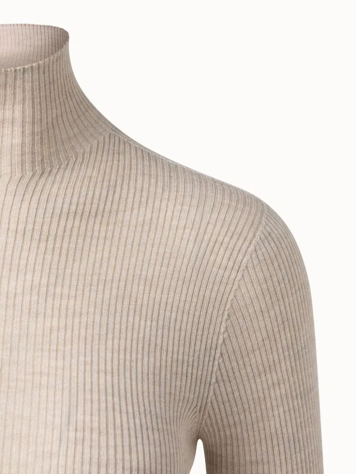 Cashmere Silk Fine Rib Mockneck Bl Women Akris Knitwear