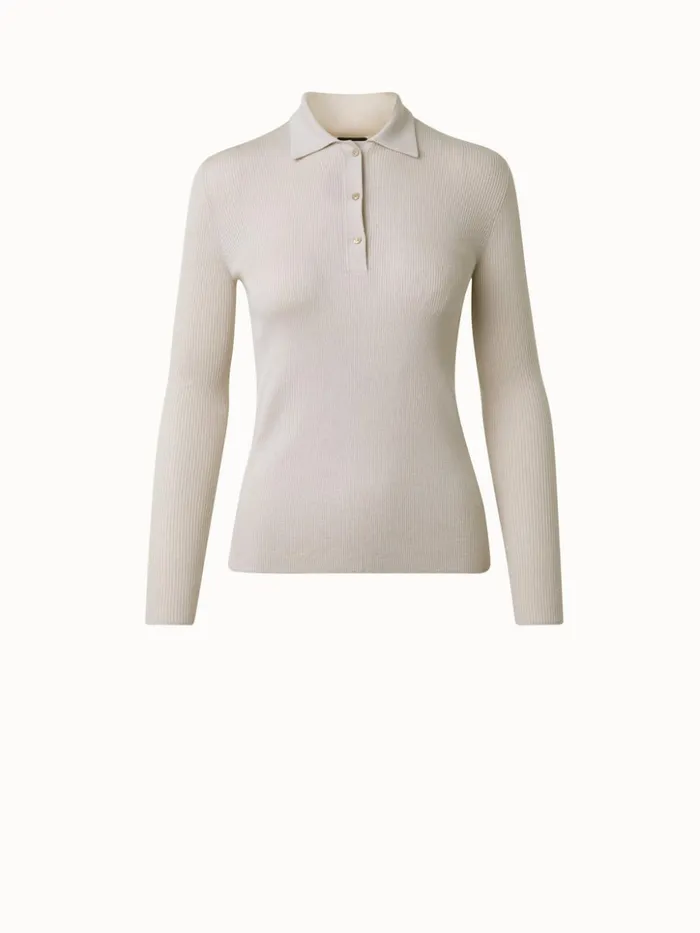 Cashmere Silk Rib Knit Pullover Greige Women Akris Knitwear