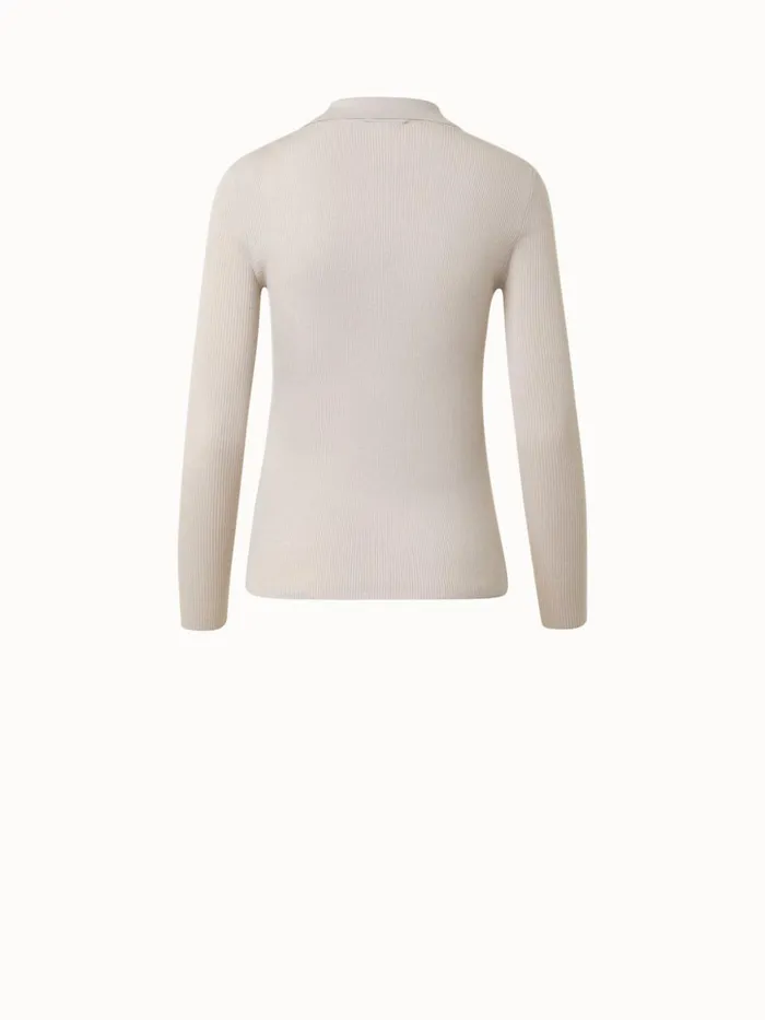 Cashmere Silk Rib Knit Pullover Greige Women Akris Knitwear
