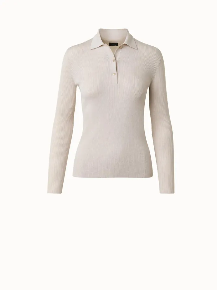Cashmere Silk Rib Knit Pullover Greige Women Akris Knitwear