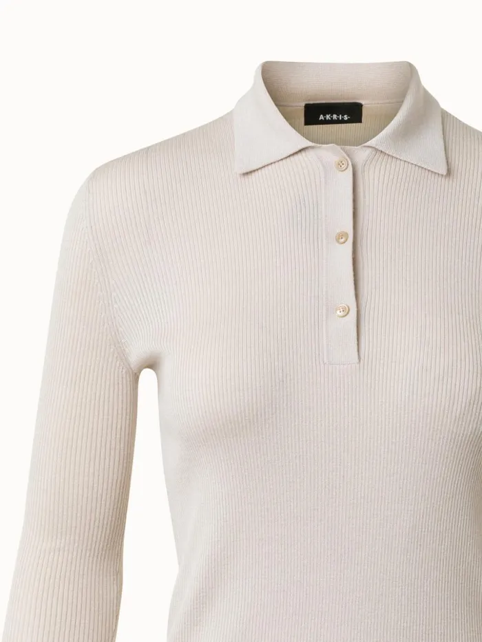 Cashmere Silk Rib Knit Pullover Greige Women Akris Knitwear