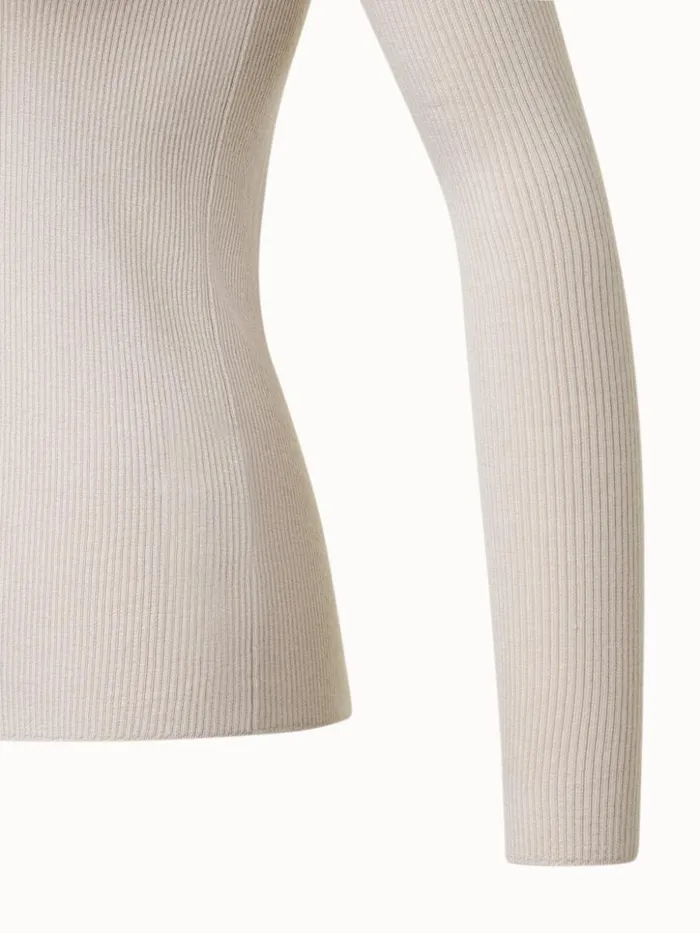 Cashmere Silk Rib Knit Pullover Greige Women Akris Knitwear
