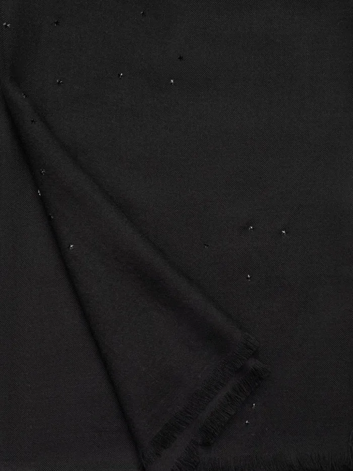 Cashmere Silk Scarf With Swarovski Stars Black Women Akris Cashmere