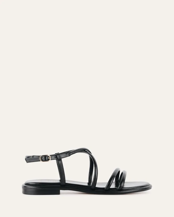 Catalina flat sandals black leather Women FLAT SANDALS jomercer