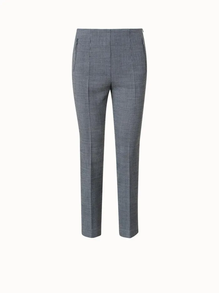 Checked Wool DoubleFace Slim Pants Blackecru Women Akris Pants