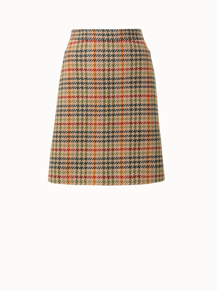 Checked Wool Short Skirt Camelmulticolor Women Akris Skirts