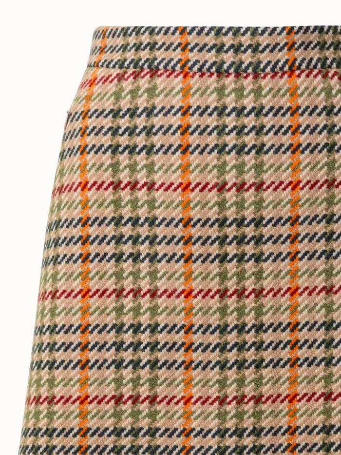 Checked Wool Short Skirt Camelmulticolor Women Akris Skirts