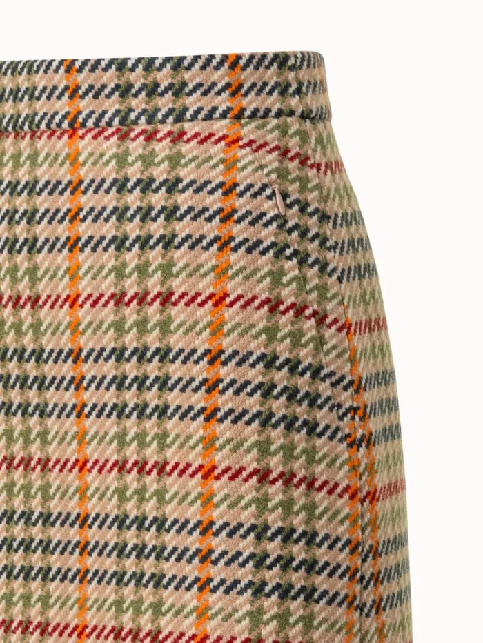 Checked Wool Short Skirt Camelmulticolor Women Akris Skirts