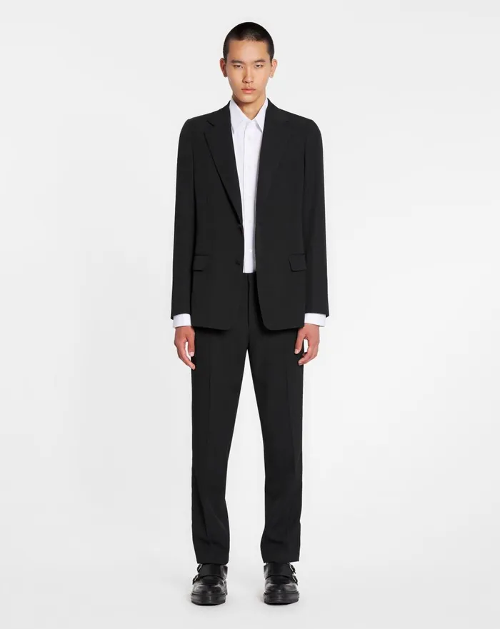 Cigarette Trousers With Side Bands Black Men Lanvin Pants and Shorts