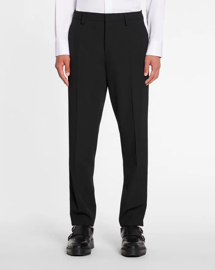 Cigarette Trousers With Side Bands Black Men Lanvin Pants and Shorts
