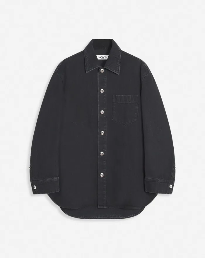 Cocoon Denim Overshirt Black Men Lanvin Shirts