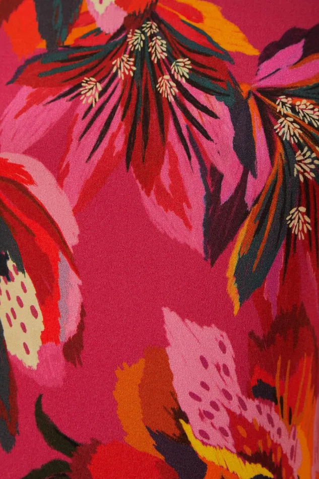 Colorful Flowers Jersey Midi Dress Women Farm Rio Midi Dresses