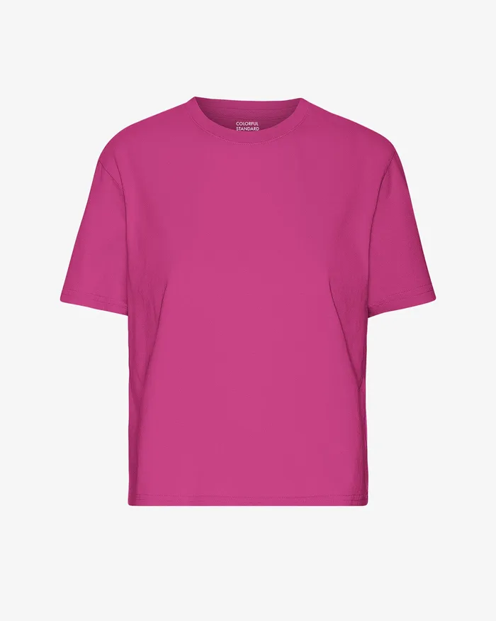 Colorfulstandard Organic Boxy Crop Tee 8211 Magenta Blaze Women TShirts