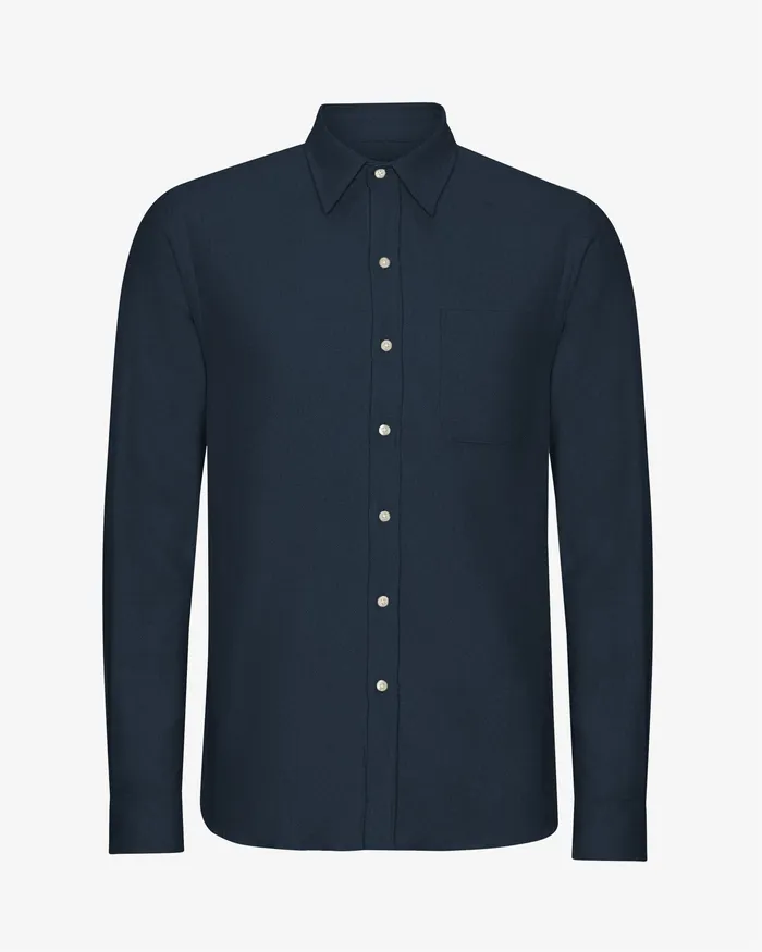 Colorfulstandard Organic Flannel Shirt 8211 Navy Blue Men Shirts