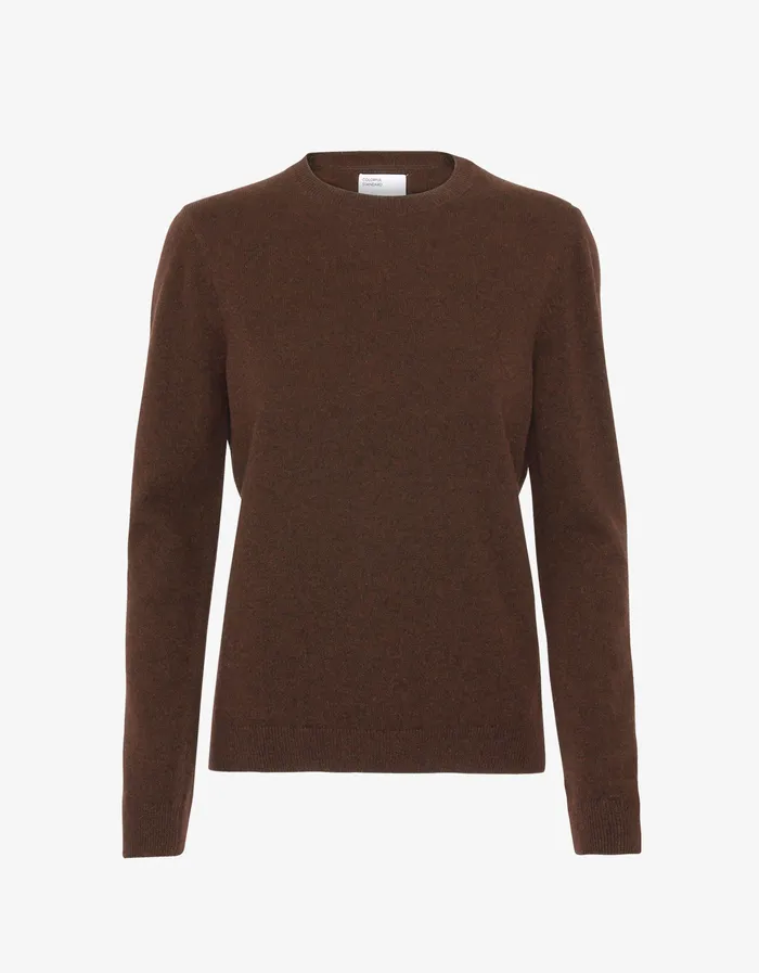 Colorfulstandard Women Light Merino Wool Crew 8211 Coffee Brown Women Knit Sweaters