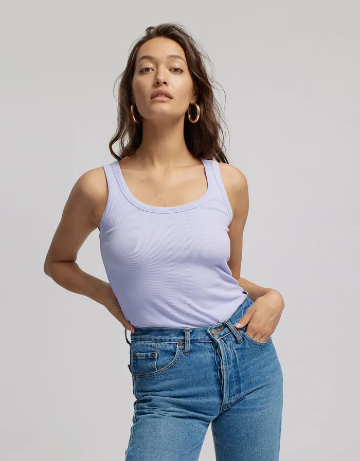 Colorfulstandard Women Organic Rib Tank Top 8211 Light Aqua Women Tank Tops