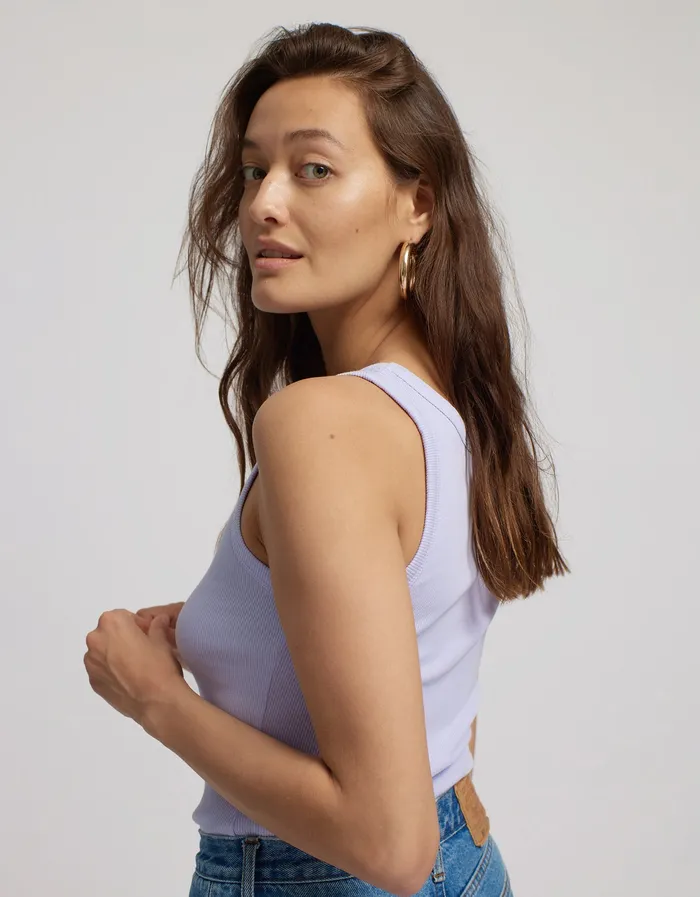 Colorfulstandard Women Organic Rib Tank Top 8211 Light Aqua Women Tank Tops
