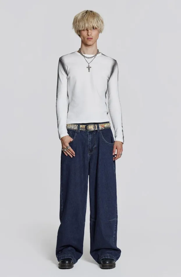 Colossus Jeans MenWomen Jaded London Indigo Low Rise Colossus Baggy Jeans