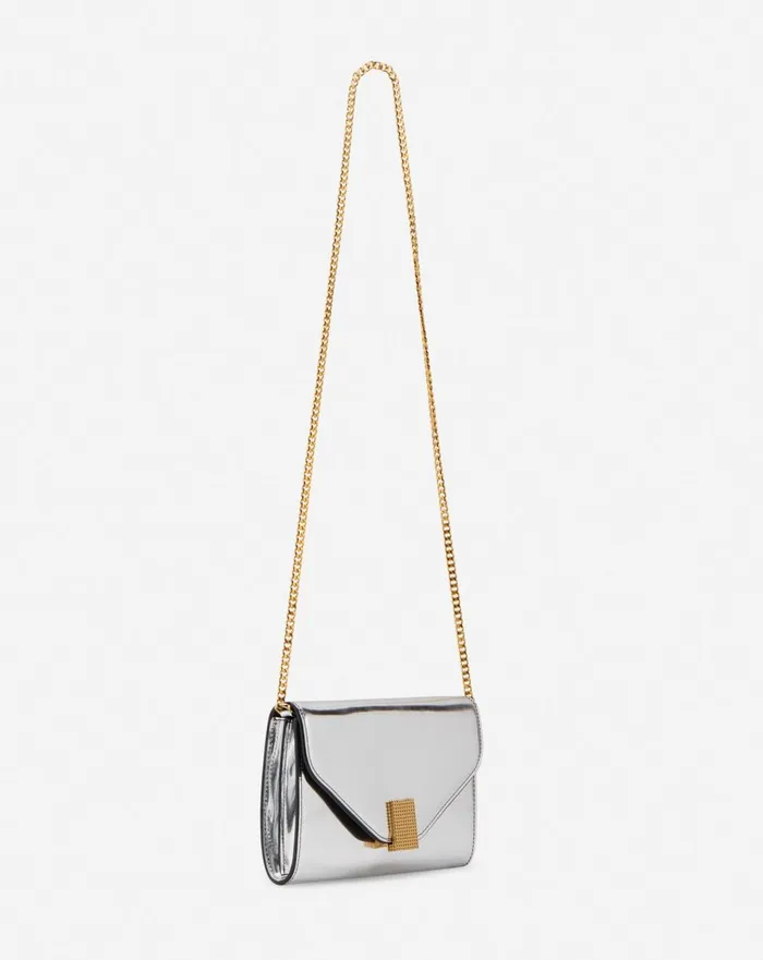 Concerto Wallet On Chain Bag In Metallic Leather Silver Women Lanvin Mini Bags and Clutches