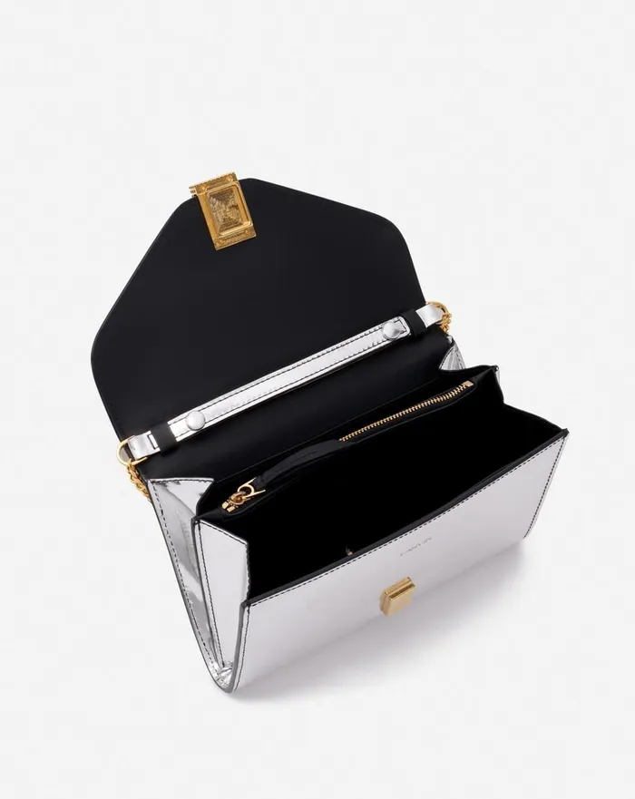 Concerto Wallet On Chain Bag In Metallic Leather Silver Women Lanvin Mini Bags and Clutches