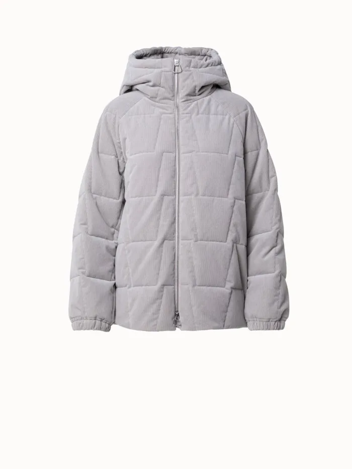 Cotton Cashmere Corduroy Quilted Trapezoid Jacket Greige Women Akris Jackets