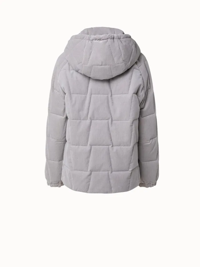 Cotton Cashmere Corduroy Quilted Trapezoid Jacket Greige Women Akris Jackets