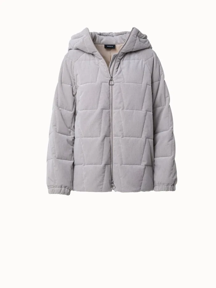 Cotton Cashmere Corduroy Quilted Trapezoid Jacket Greige Women Akris Jackets