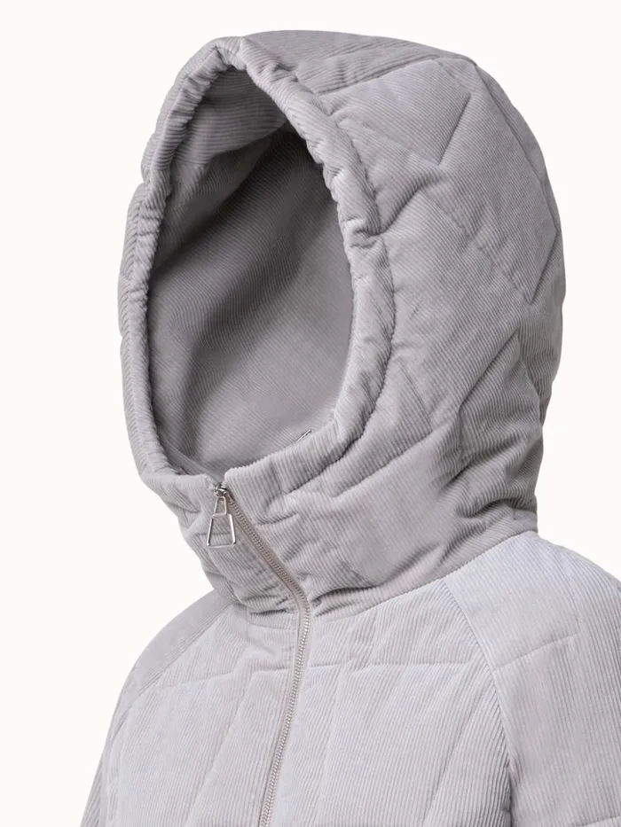 Cotton Cashmere Corduroy Quilted Trapezoid Jacket Greige Women Akris Jackets