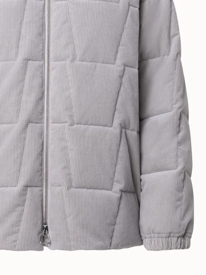 Cotton Cashmere Corduroy Quilted Trapezoid Jacket Greige Women Akris Jackets
