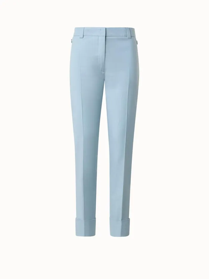 Cotton Silk DoubleFace Cropped Tapered Pants Bleached Denim Women Akris Pants
