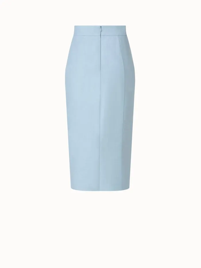 Cotton Silk DoubleFace Pencil Skirt Bleached Denim Women Akris Skirts