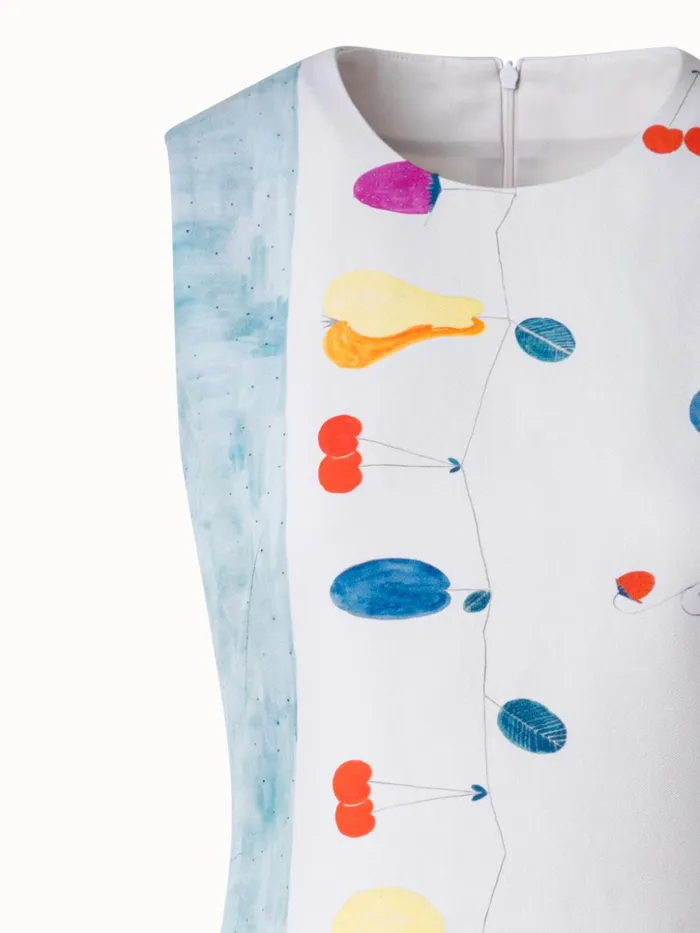 Cotton Silk DoubleFace Sheath Dress With Fruits Print Greigemulticolor Women Akris Dresses