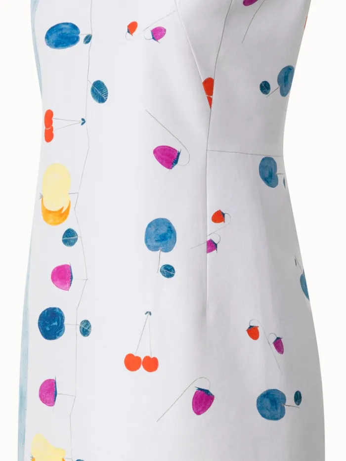 Cotton Silk DoubleFace Sheath Dress With Fruits Print Greigemulticolor Women Akris Dresses