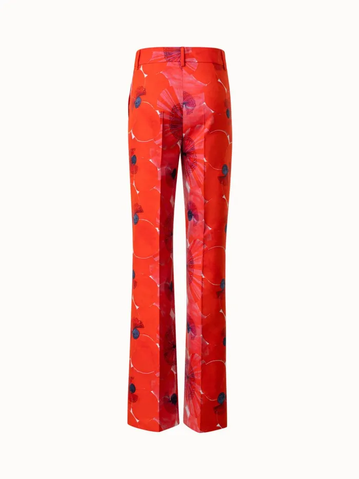 Cotton Silk DoubleFace Wide Leg Pants With Poppy Print Poppy Women Akris Pants