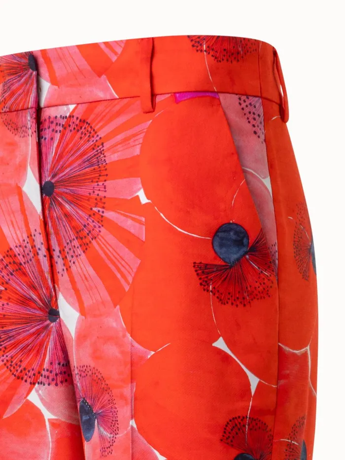 Cotton Silk DoubleFace Wide Leg Pants With Poppy Print Poppy Women Akris Pants