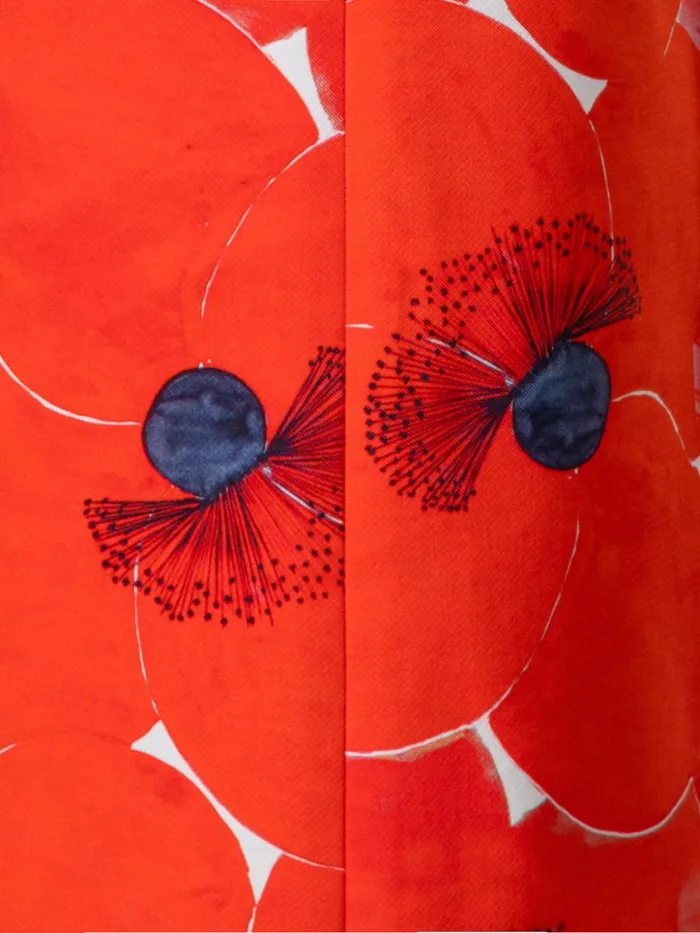 Cotton Silk DoubleFace Wide Leg Pants With Poppy Print Poppy Women Akris Pants