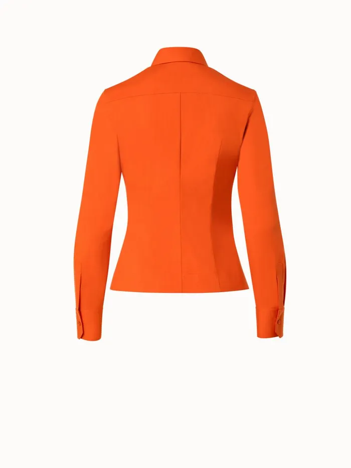 Cotton Stretch Poplin Blouse Coral Women Akris Blouses