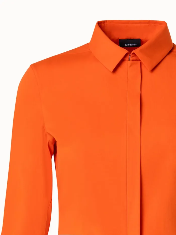 Cotton Stretch Poplin Blouse Coral Women Akris Blouses