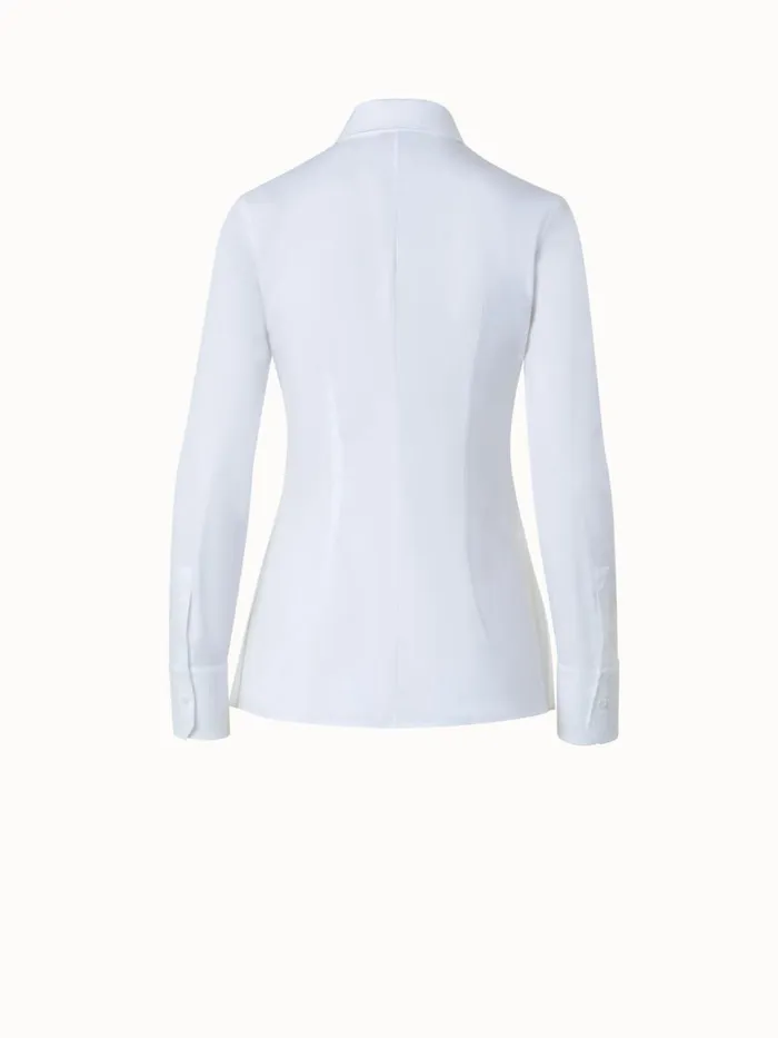 Cotton Stretch Poplin Blouse Ecru Women Akris Blouses