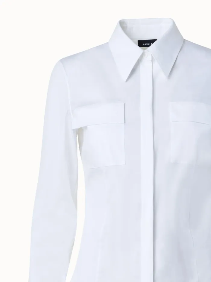 Cotton Stretch Poplin Blouse Ecru Women Akris Blouses