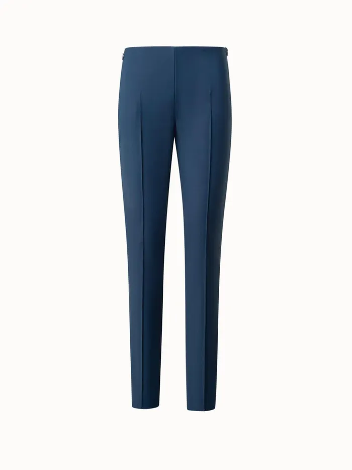 Cotton Stretch Slim Pants Navy Denim Women Akris Pants