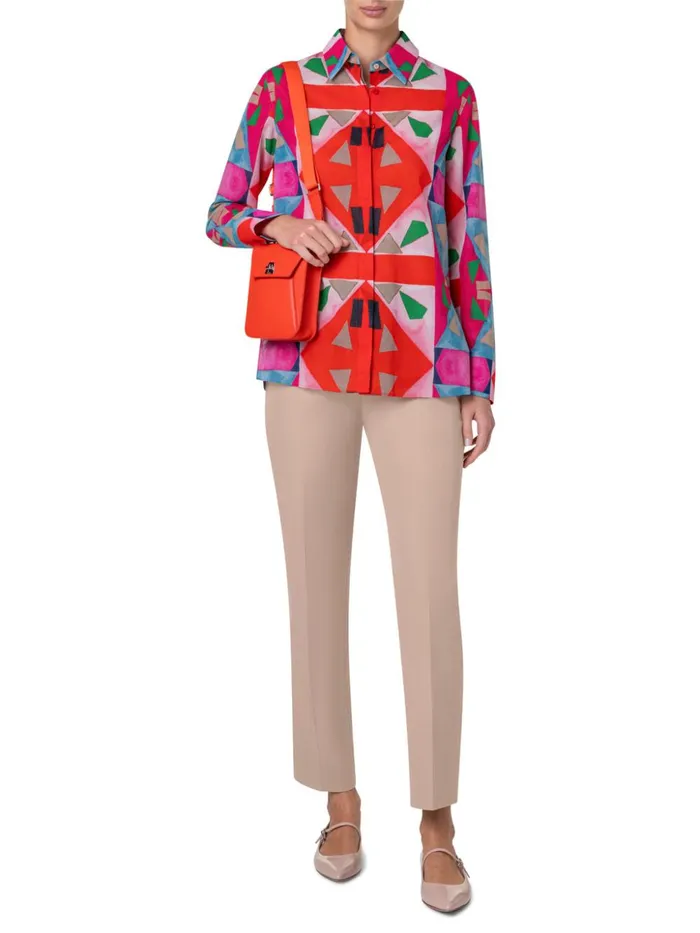 Cotton Voile Tunic Blouse With Spectra Print Poppymulticolor Women Akris Blouses