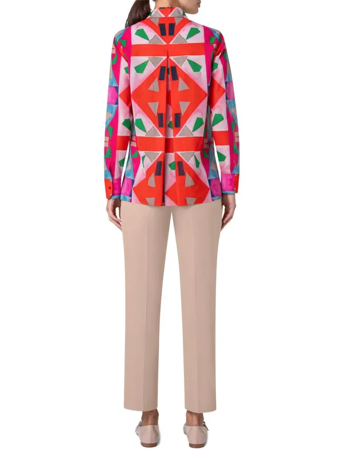 Cotton Voile Tunic Blouse With Spectra Print Poppymulticolor Women Akris Blouses